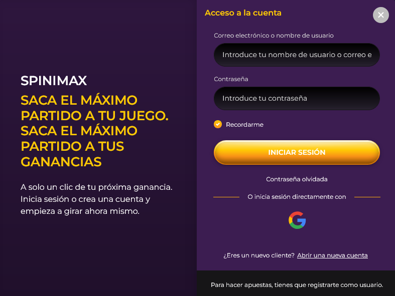 Login — Spinimax Casino