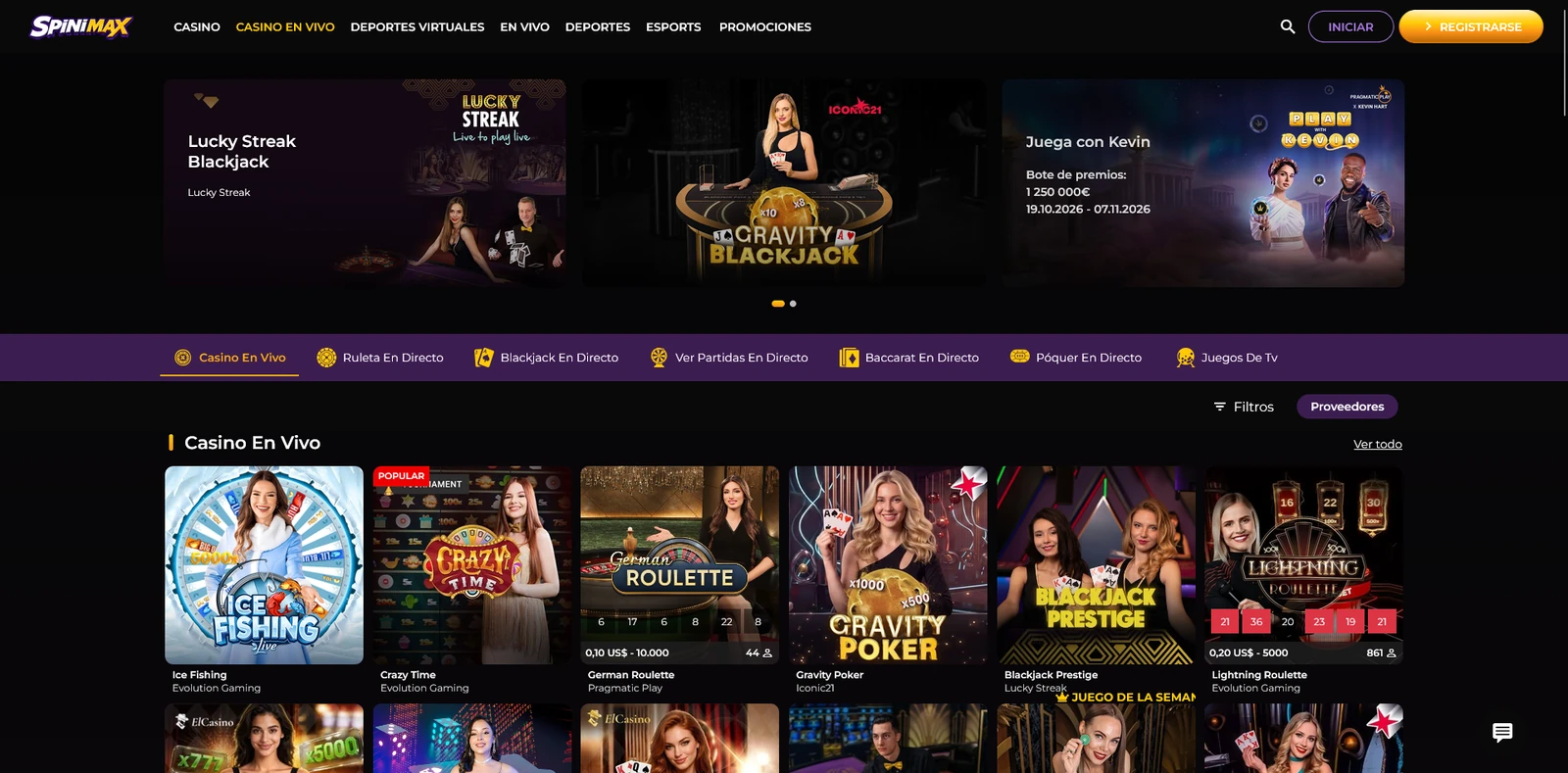 Live casino — Spinimax Casino